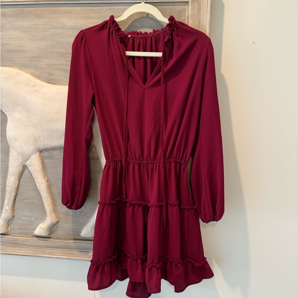 Elegant Burgundy Long Sleeve Dress | Impeccable Pig